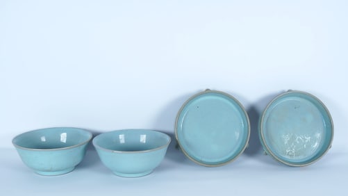 Lots Chinese celadon items. Largest H: 2.5" x W: 5.5."