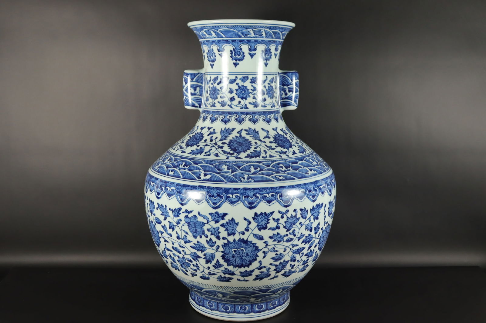 Chinese fine massive vase. H: 22.5" x W: 15.5." (1 of 7)