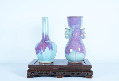 2 Chinese purple porcelains