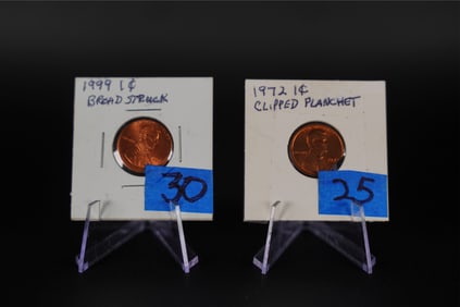 2 ungraded pennies 1999