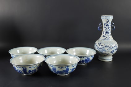 Lots Chinese fine b/w porcelains
