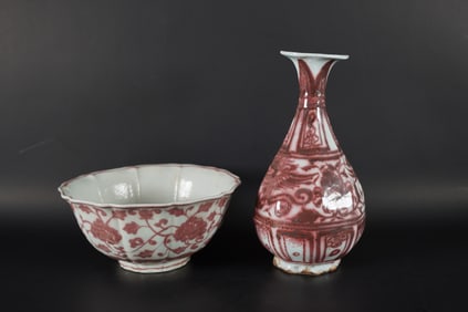 Lots Chinese copper red porcelains