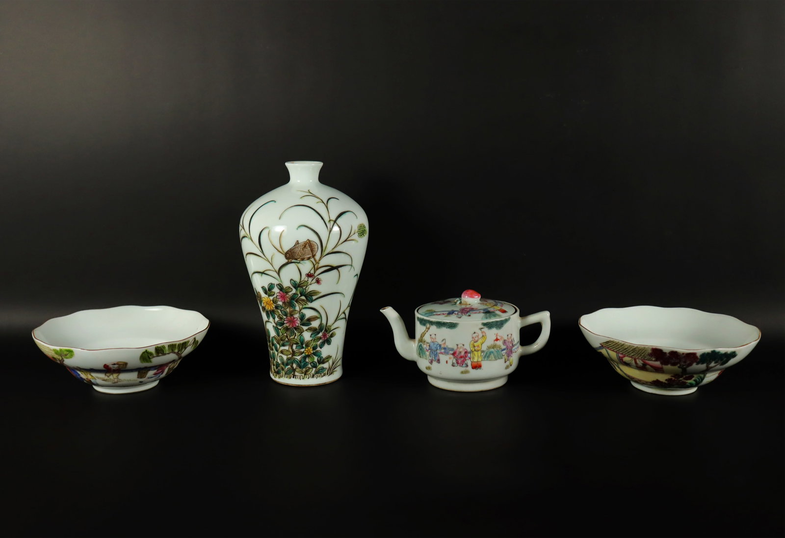 Lots Chinese fine porcelains: Lots Chinese fine porcelains, largest H: 7.5" x W: 4.5."