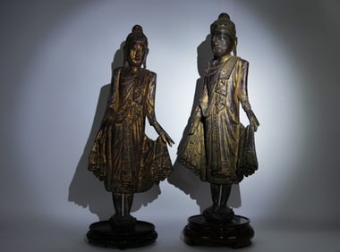 2 antique gilted buddha