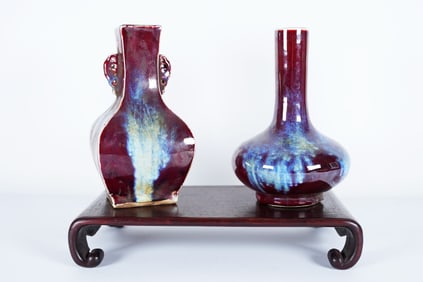 2 Chinese fine purple vase
