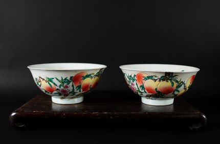 2 Chinese peach bowls