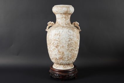 Chinese tall carved vase