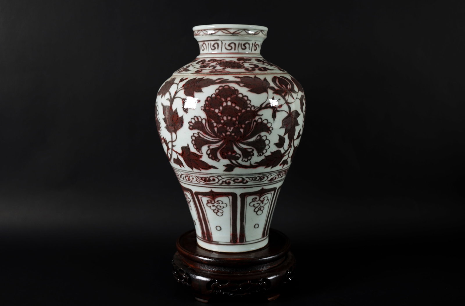 Chinese copper red vase: Chinese copper red vase. H: 10.25" x W: 7."