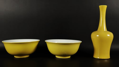 Lots Chinese yellow porcelains