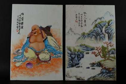 2 Chinese porcelain tiles