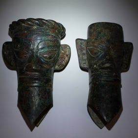 2 Chinese bronze masks
