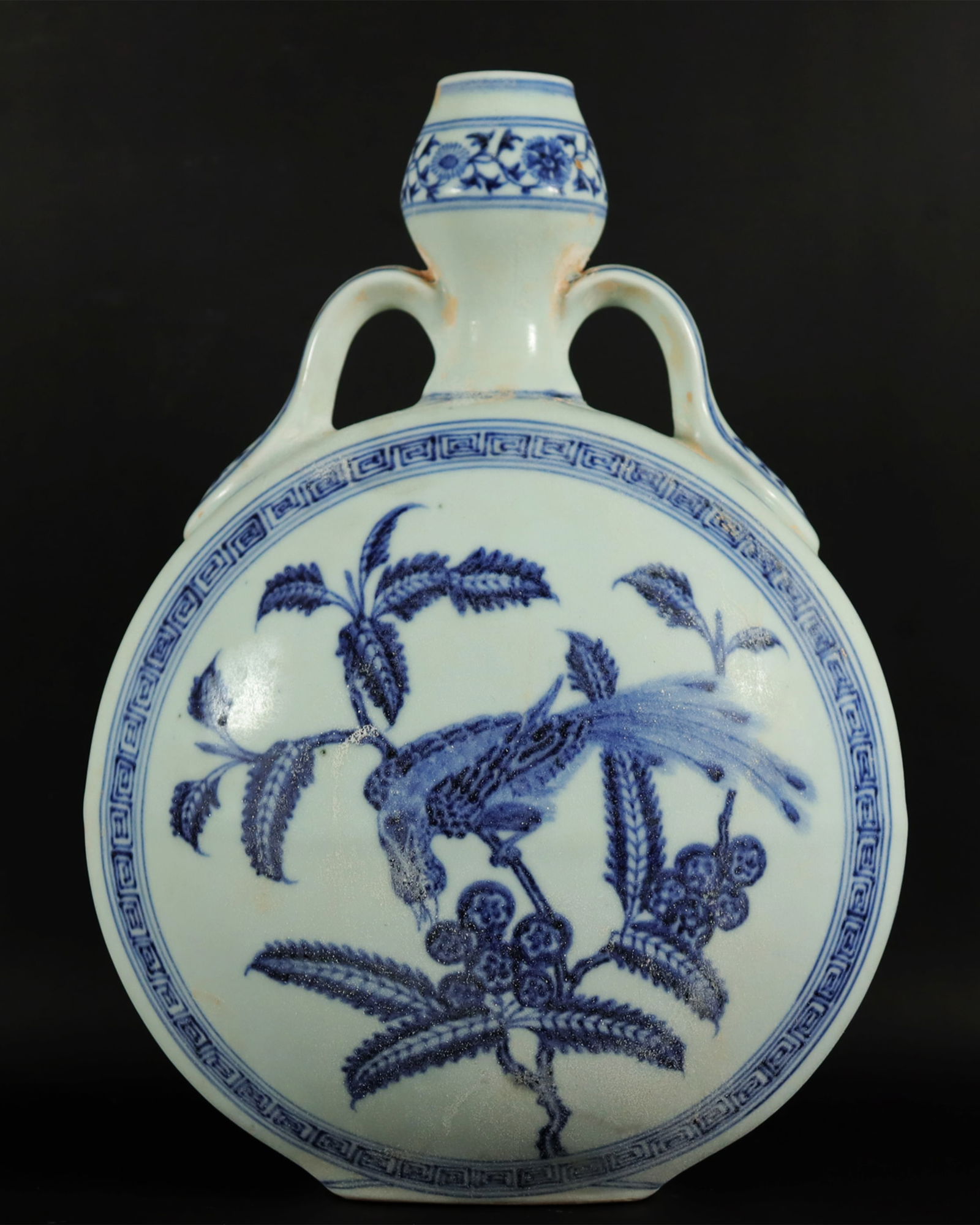 Chinese fine b/w flask vase (1 of 8)