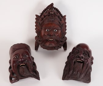Lots Chinese heavy wooden mask