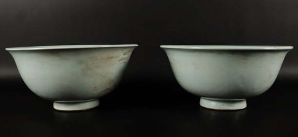 2 Chinese white bowls