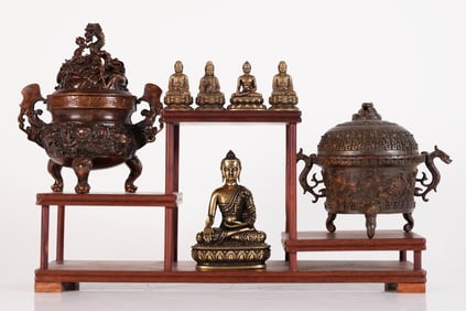 Lots Chinese brass items