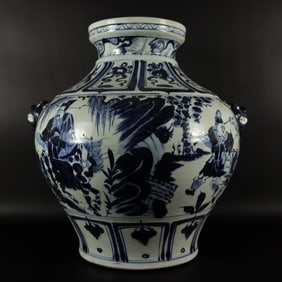 Chinese large fine b/w jar