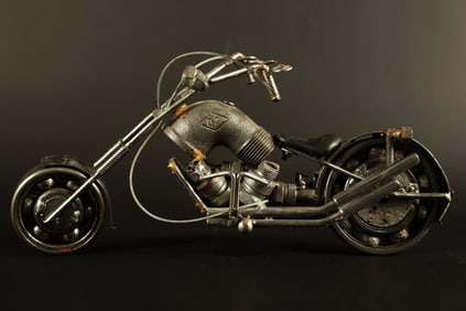A metallic motorcycle