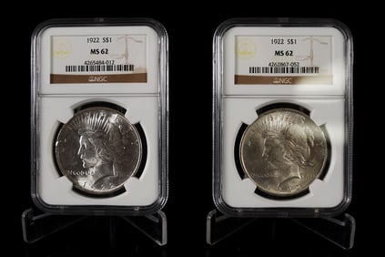 2 U.S. silver peace dollar NGC