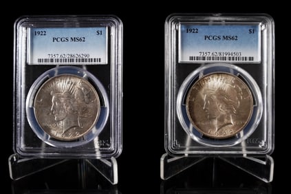 2 U.S. silver peace dollar PCGS