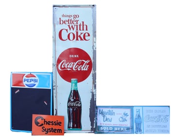 Lots vintage beverage metal signs