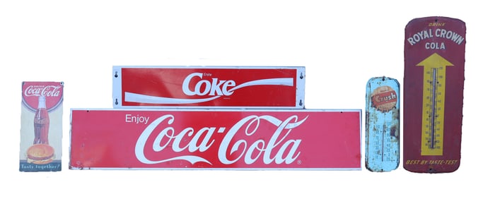 Lots vintage beverage metal signs