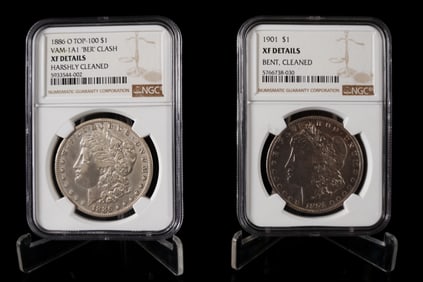 2 Morgan silver dollar graded NGC