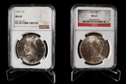 2 U.S. peace dollar graded NGC