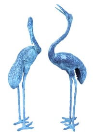 2 antique bronze crane