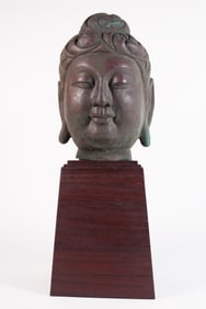 Chinese fine buddha head on stand