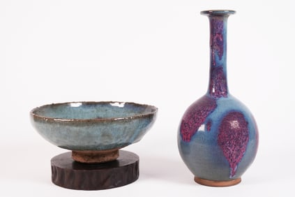 2 Chinese purple porcelains