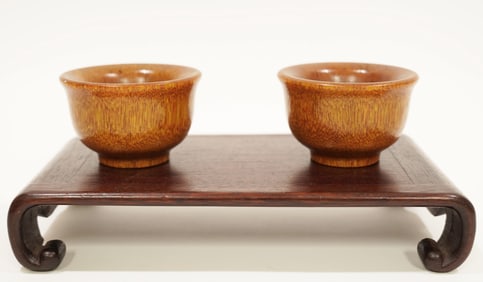 2 Chinese carved cup