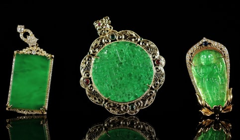 Lots Chinese apple green pendants