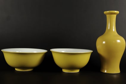 Lots Chinese yellow porcelains