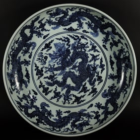 Chinese fine b/w dragon charger