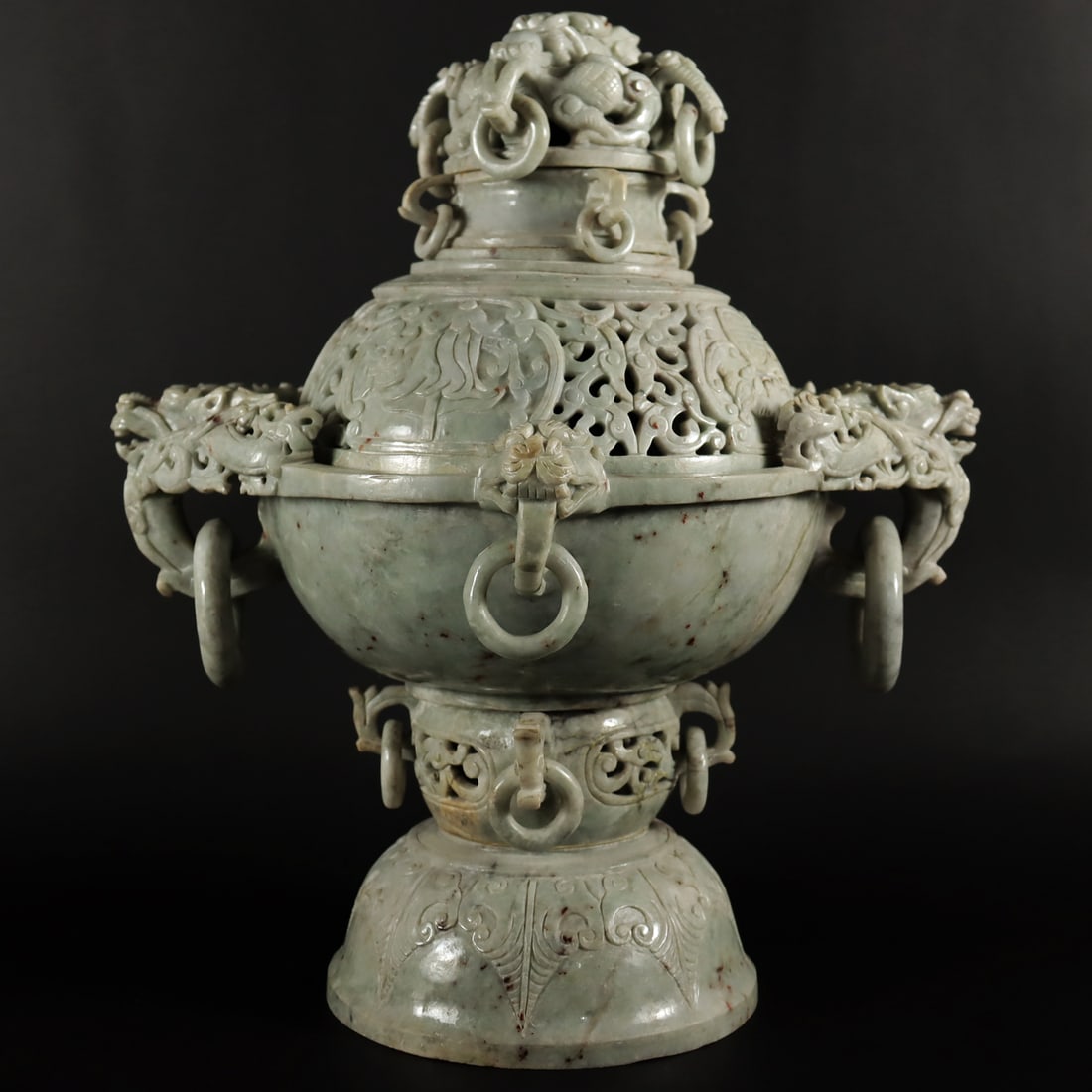 Chinese antique jadeite censer (1 of 9)