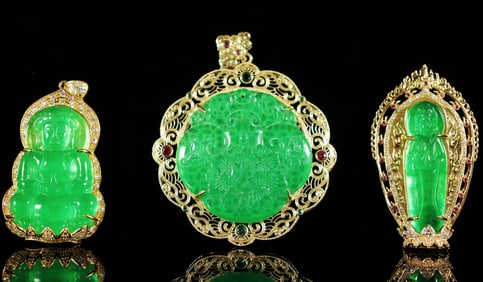 Lots Chinese apple green pendants