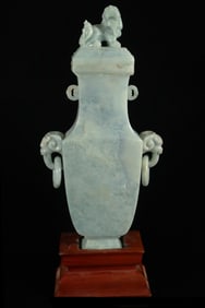Chinese antique jadeite lidded urn