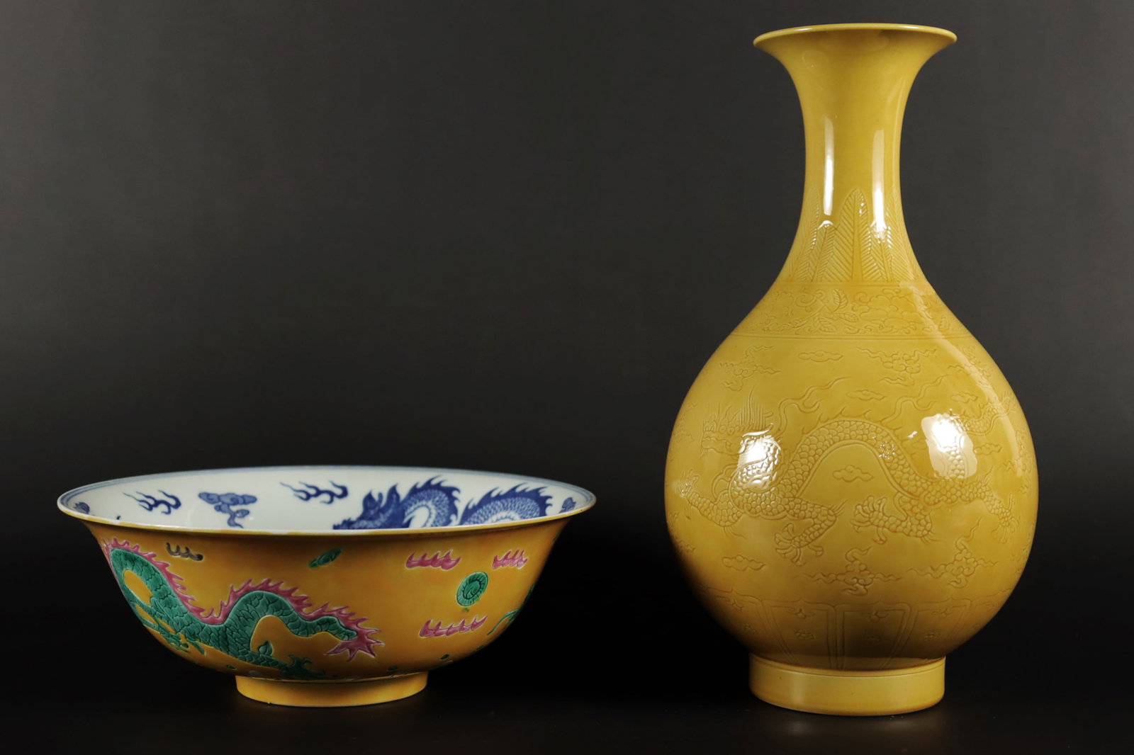 2 Chinese fine porcelains: 2 Chinese fine porcelains, largest H: 10" x W: 5.5."
