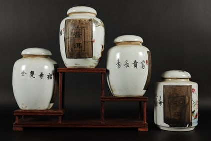 Lots Chinese caddies with tea