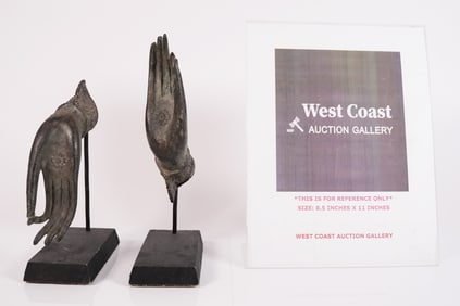 2 antique bronze buddha hand