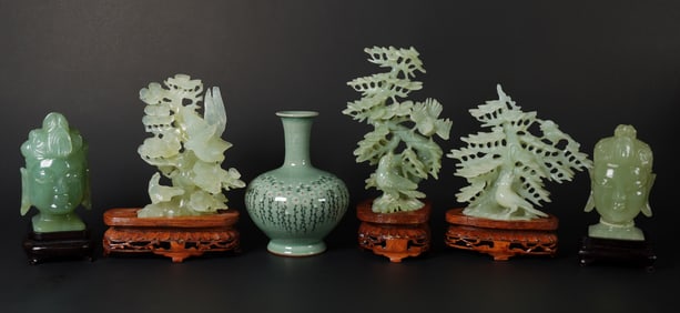 Lots Asian carved items