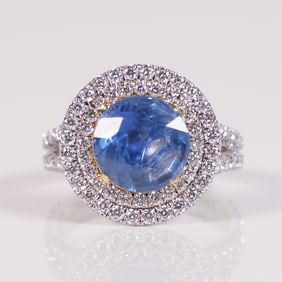 18 kt gold sapphire ring GIA size 6