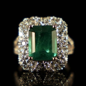GIA natural Emerald platinum ring size 7
