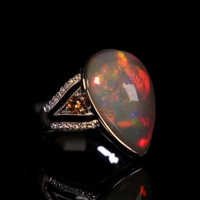 Platinum natural opal ring size 7