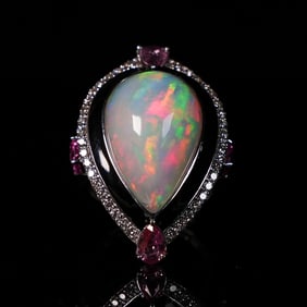 Platinum natural opal ring size 7.5