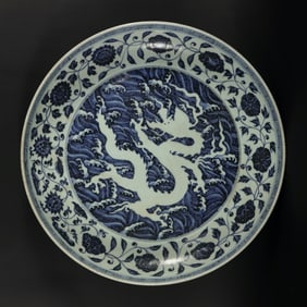 Chinese fine b/w dragon charger