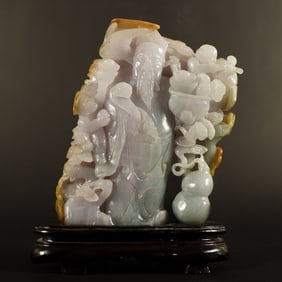 Chinese jadeite deity with stand