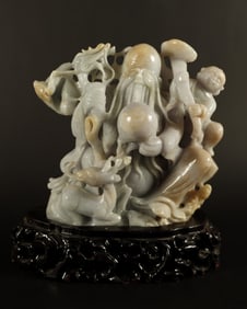 Chinese jadeite deity with stand