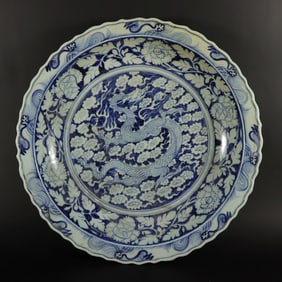 Chinese fine b/w charger plate