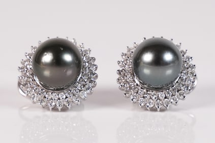 14 kt gold Tahitian pearl earrings